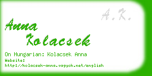 anna kolacsek business card